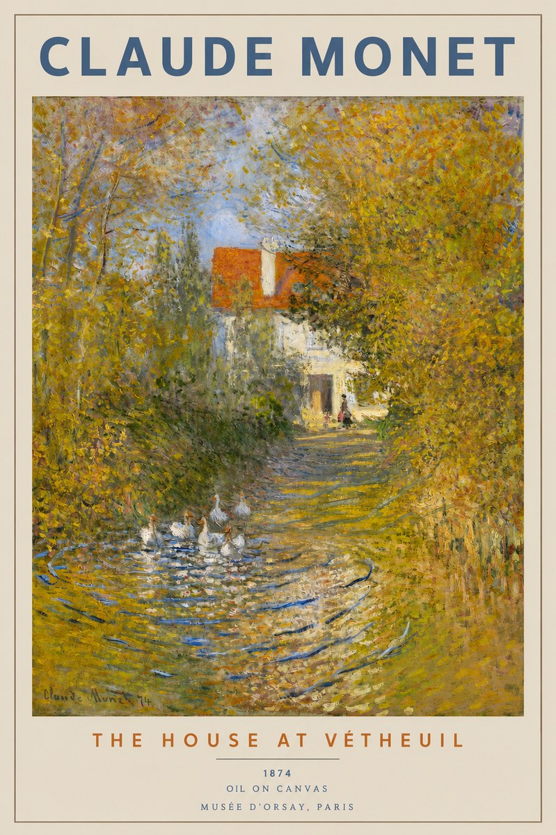 Monet The House at Vétheuil No2 - Plakat