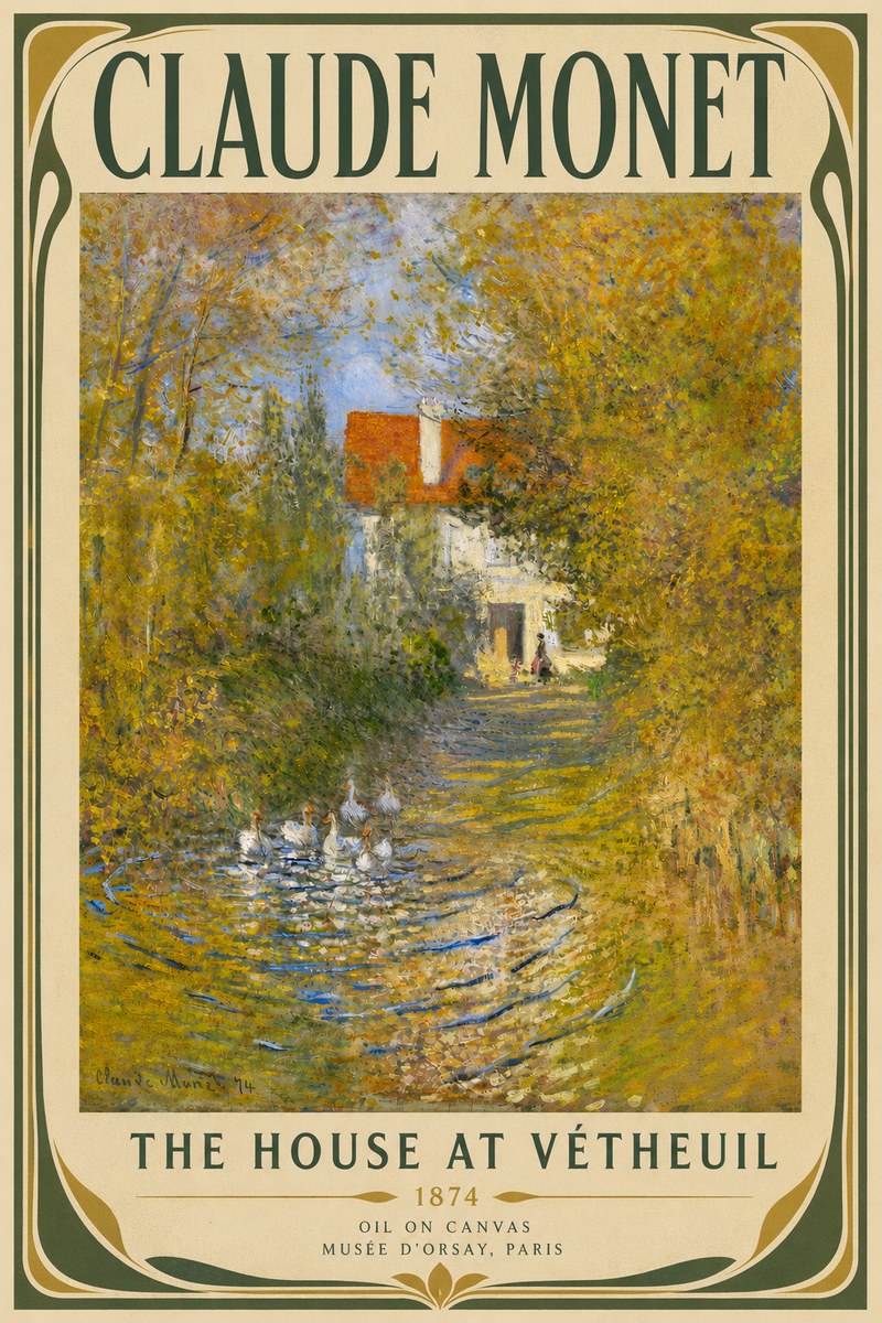 Monet The House at Vétheuil No4 - Plakat