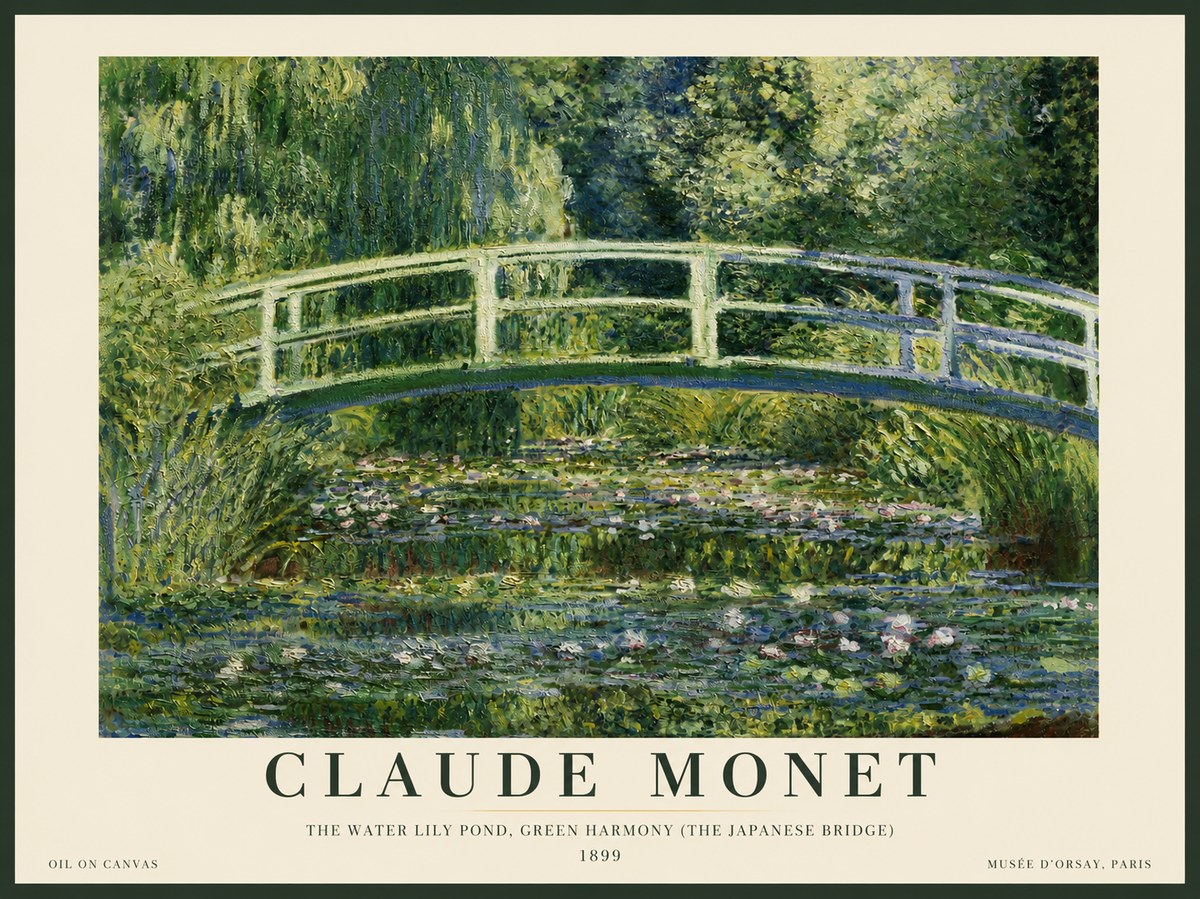 Monet The Water Lily Pond, Green Harmony (the Japanese Bridge) No3 - Plakat