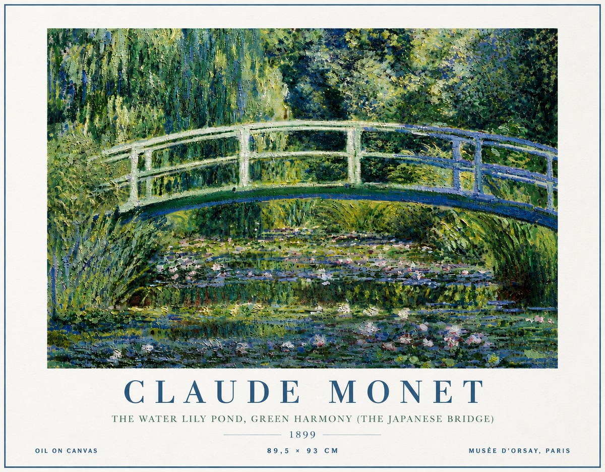 Monet The Water Lily Pond, Green Harmony (the Japanese Bridge) No6 - Plakat