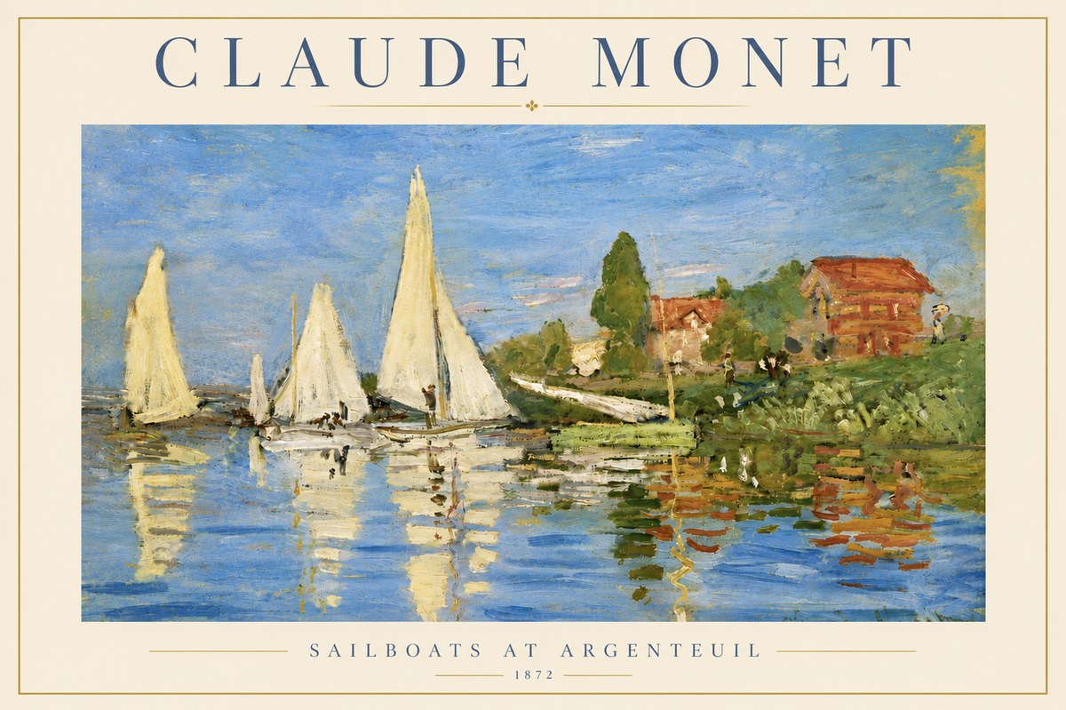 Monet Sailboats at Argenteuil No5 - Plakat