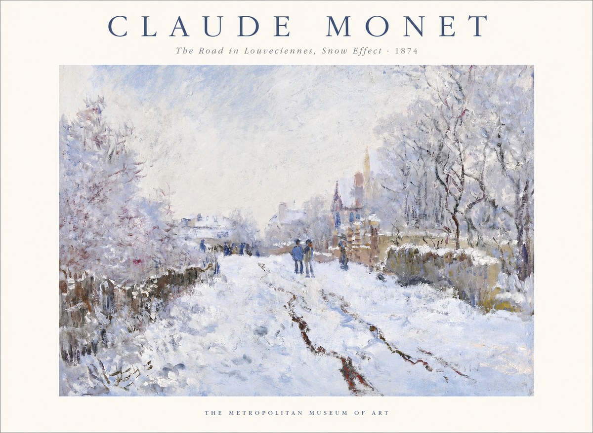 Monet The Road in Louveciennes, Snow Effect No1 - Plakat