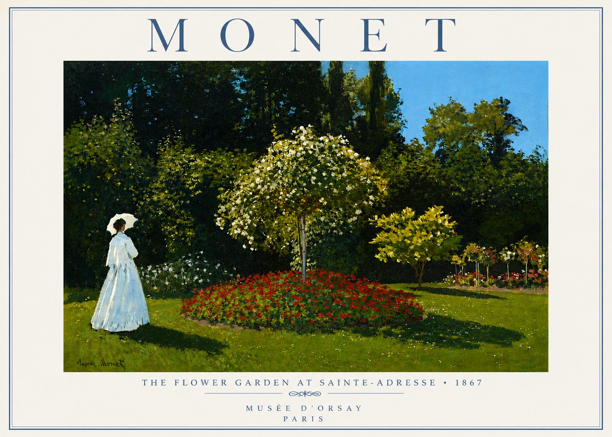 Monet The Flower Garden at Sainte-adresse No6 - Plakat