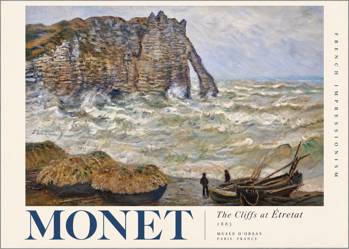 Monet The Cliffs at Etretat No4 - Plakat