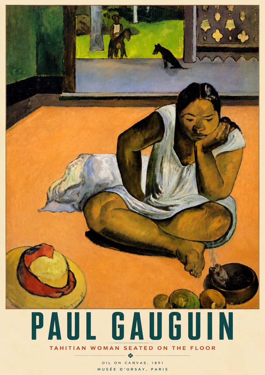 Paul Gauguin Tahitian Woman Seated on the Floor No6 - Plakat