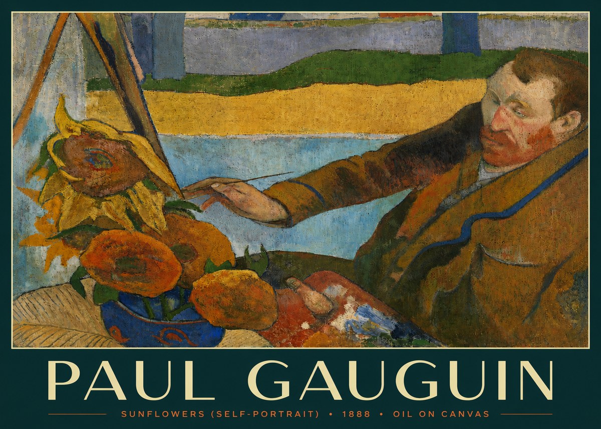 Paul Gauguin The Artist and His Sunflowers No4 - Plakat