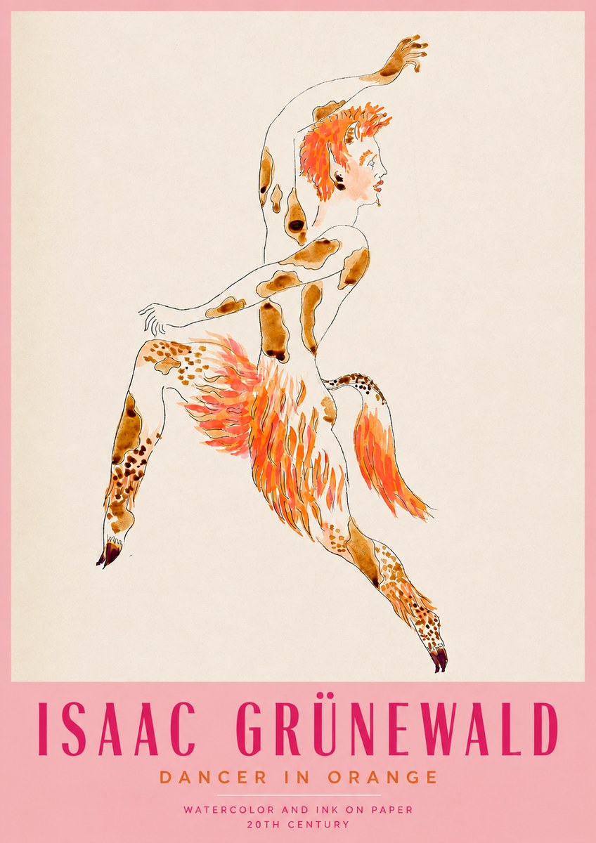 Isaac Grünewald Dancer in Orange No3 - Plakat