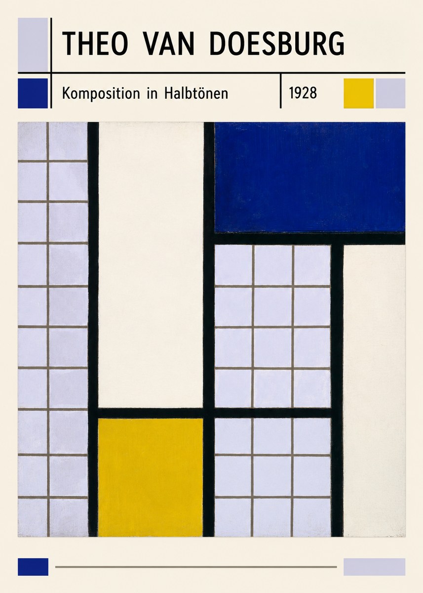 Theo van Doesburg Komposition in Halbtönen No6 - Plakat