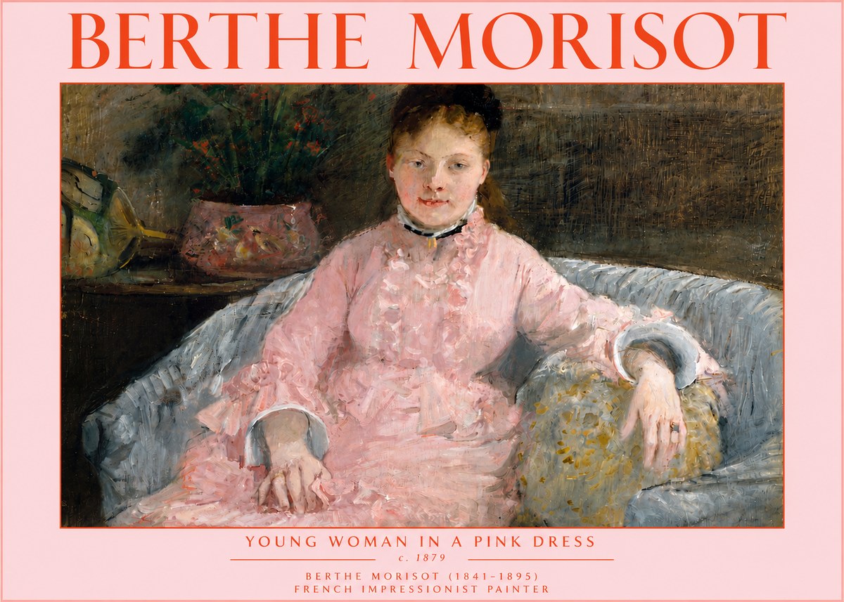 Berthe Morisot Young Woman in a Pink Dress I No5 - Plakat