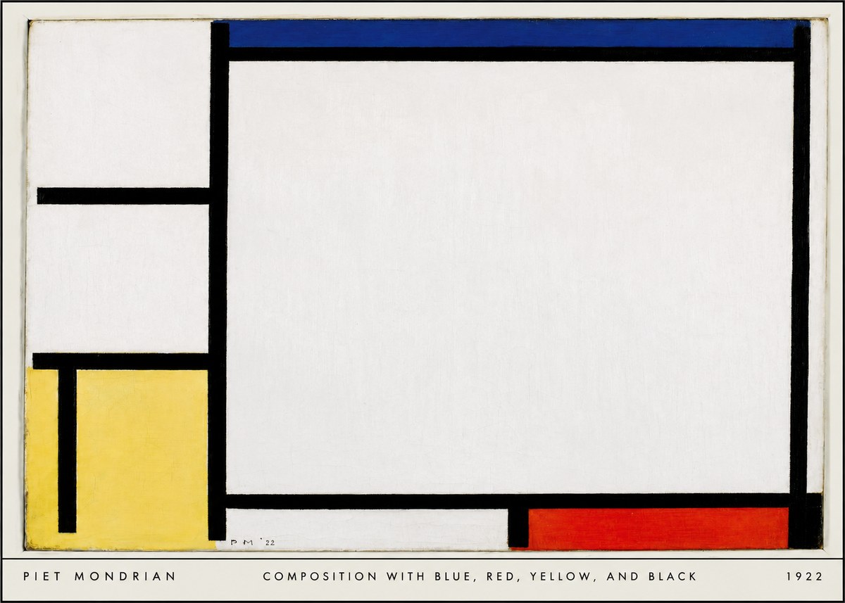 Piet Mondrian Composition with Blue, Red, Yellow, and Black No6 - Plakat