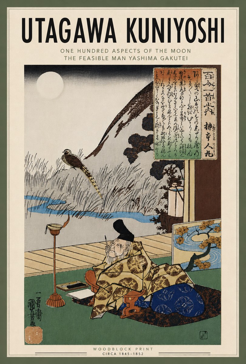 Utagawa Kuniyoshi The Feasible Man Yashima Gakutei No6 - Plakat