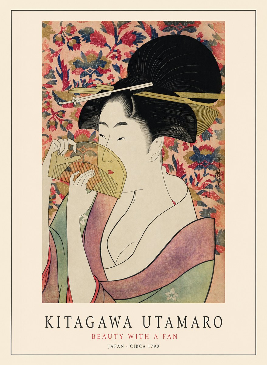 Kitagawa Utamaro Beauty with a Fan II No1 - Plakat