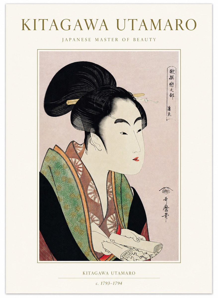 Kitagawa Utamaro Courtesan Reading a Scroll No1 - Plakat