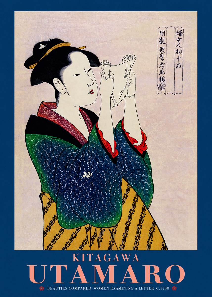 Kitagawa Utamaro Beauties Compared: Women Examining a Letter No2 - Plakat