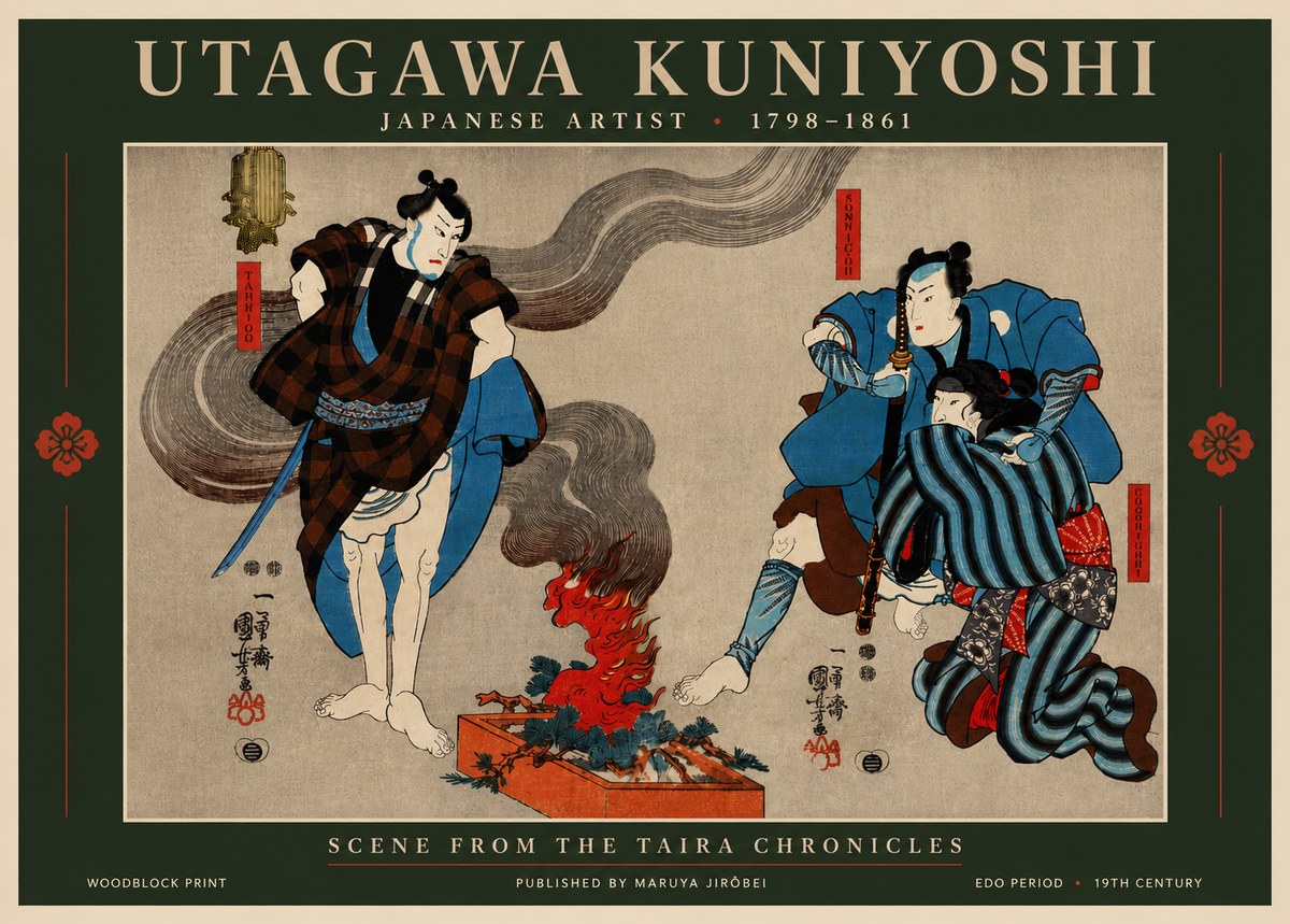 Utagawa Kuniyoshi Scene from the Taira Chronicles No6 - Plakat