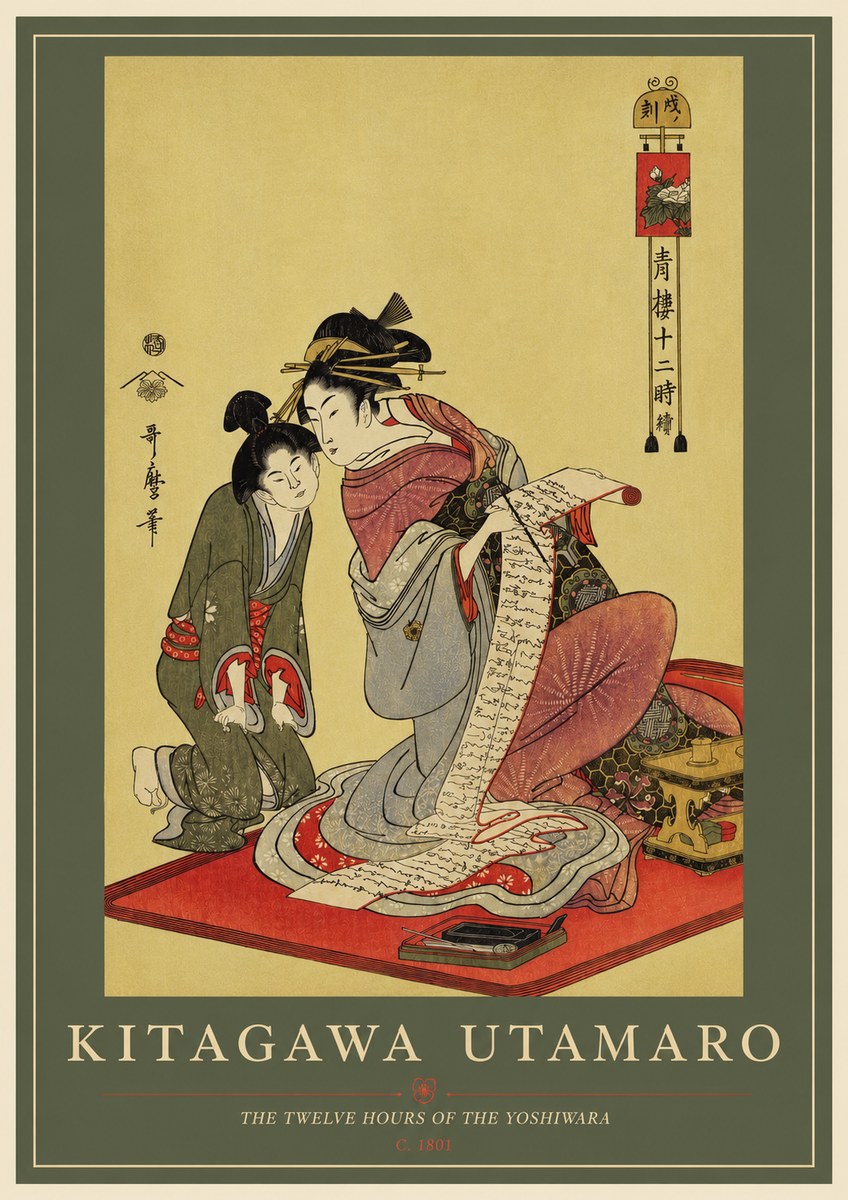 Kitagawa Utamaro The Twelve Hours of the Yoshiwara No2 - Plakat