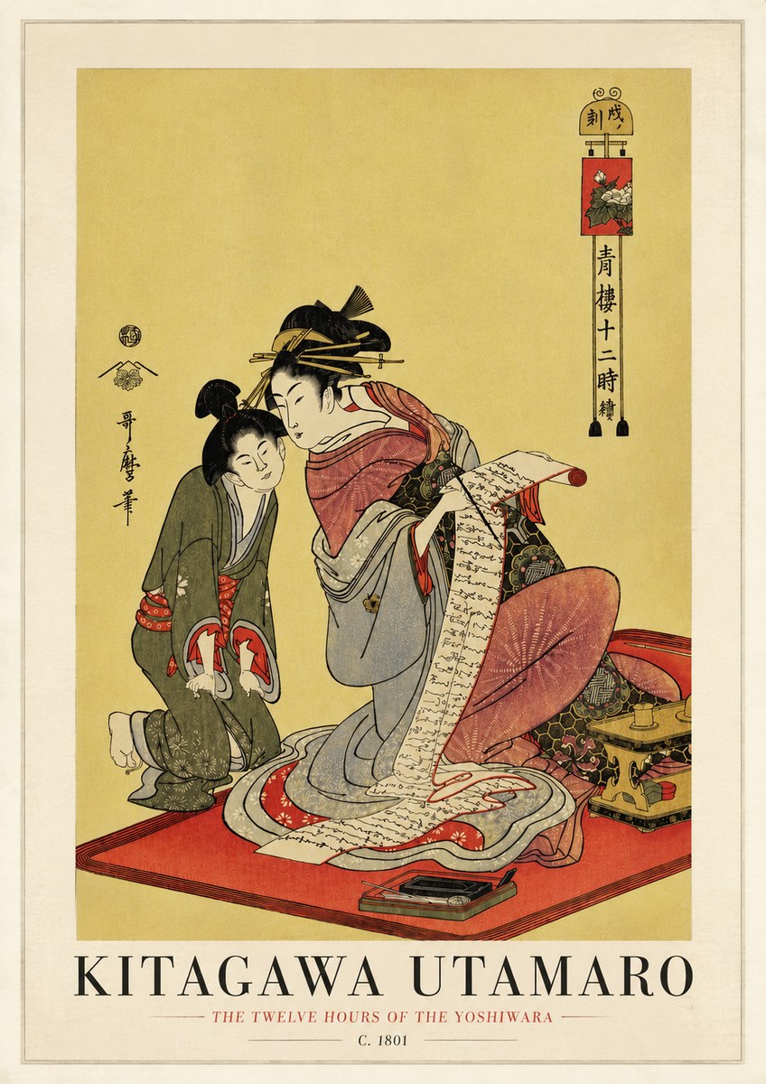 Kitagawa Utamaro The Twelve Hours of the Yoshiwara No3 - Plakat