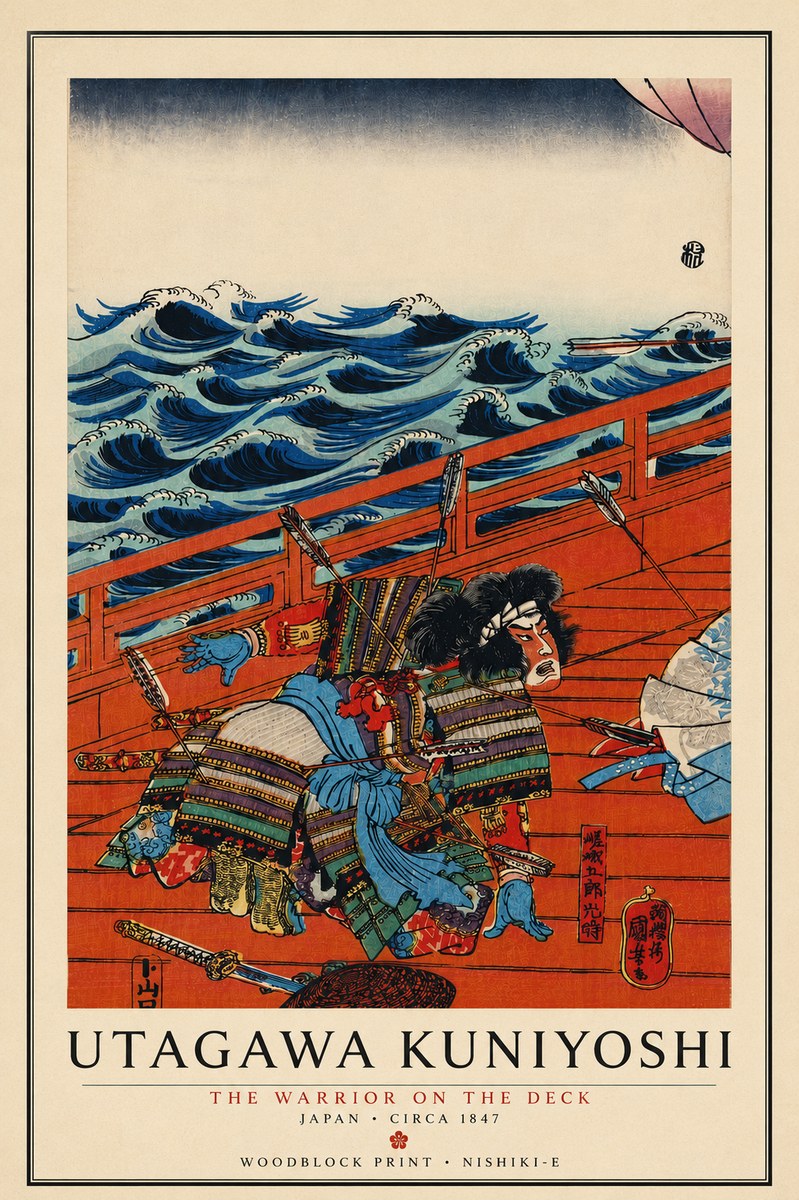 Utagawa Kuniyoshi The Warrior on the Deck No6 - Plakat
