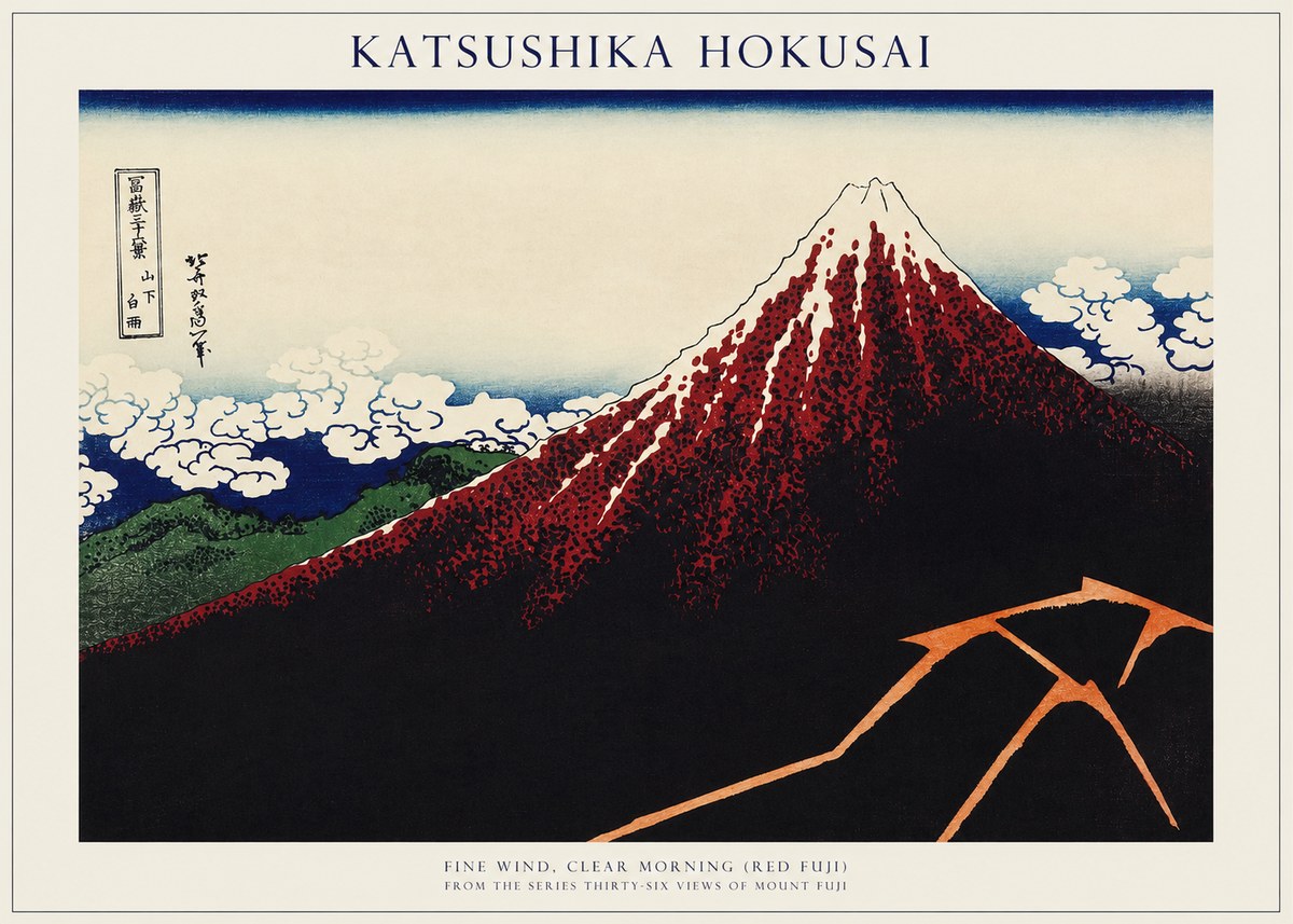 Katsushika Hokusai Fine Wind, Clear Morning (Red Fuji) II No1 - Plakat