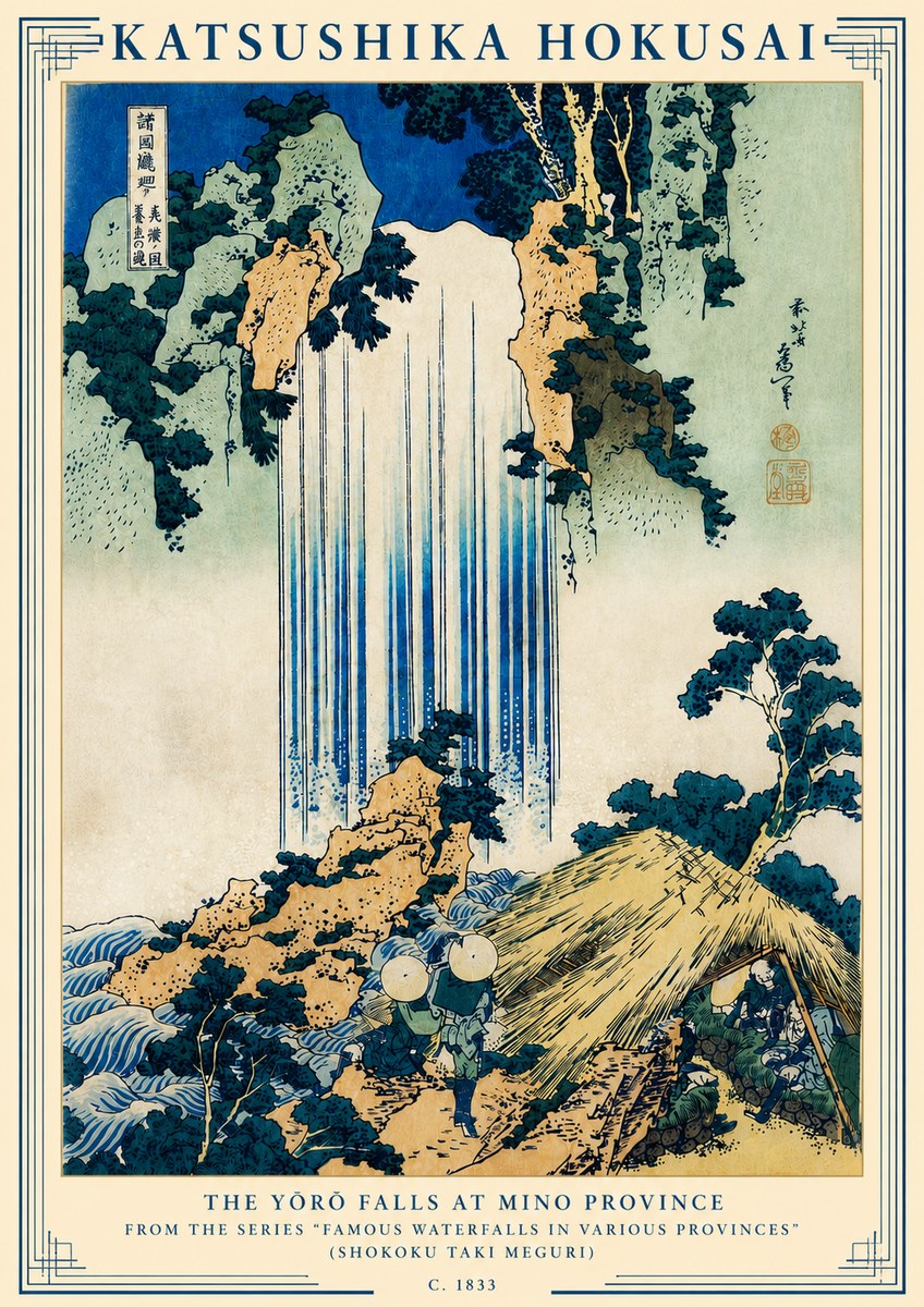 Katsushika Hokusai The Yōrō Falls at Mino Province No3 - Plakat