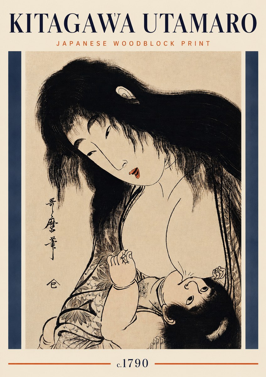 Kitagawa Utamaro Mother Nursing Her Child No3 - Plakat