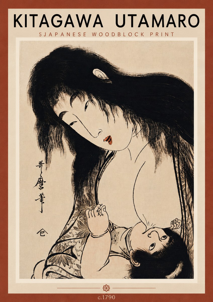 Kitagawa Utamaro Mother Nursing Her Child No6 - Plakat