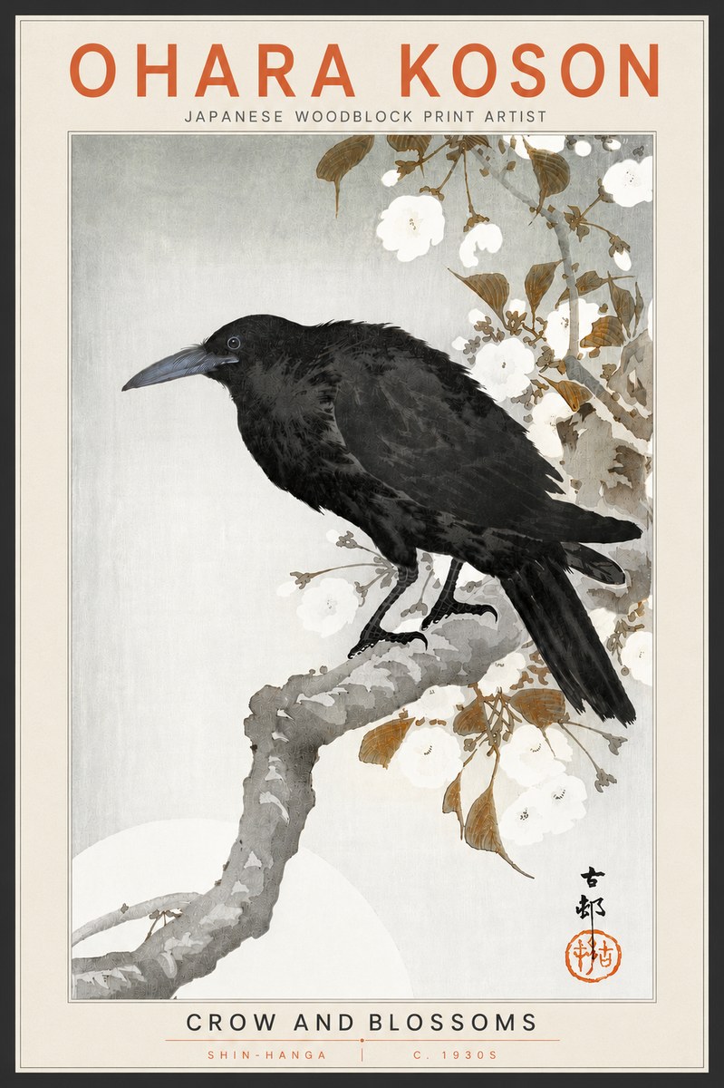 Ohara Koson Crow and Blossoms I No4 - Plakat