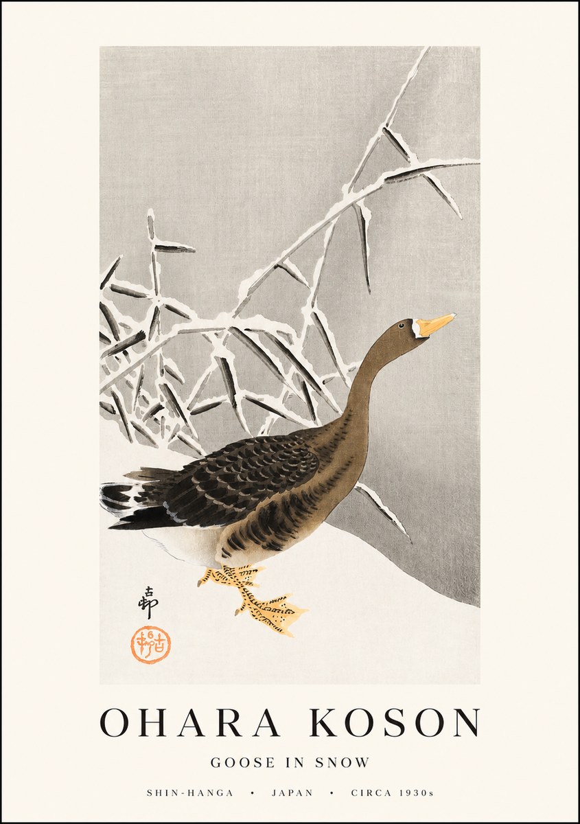 Ohara Koson Goose in Snow No1 - Plakat