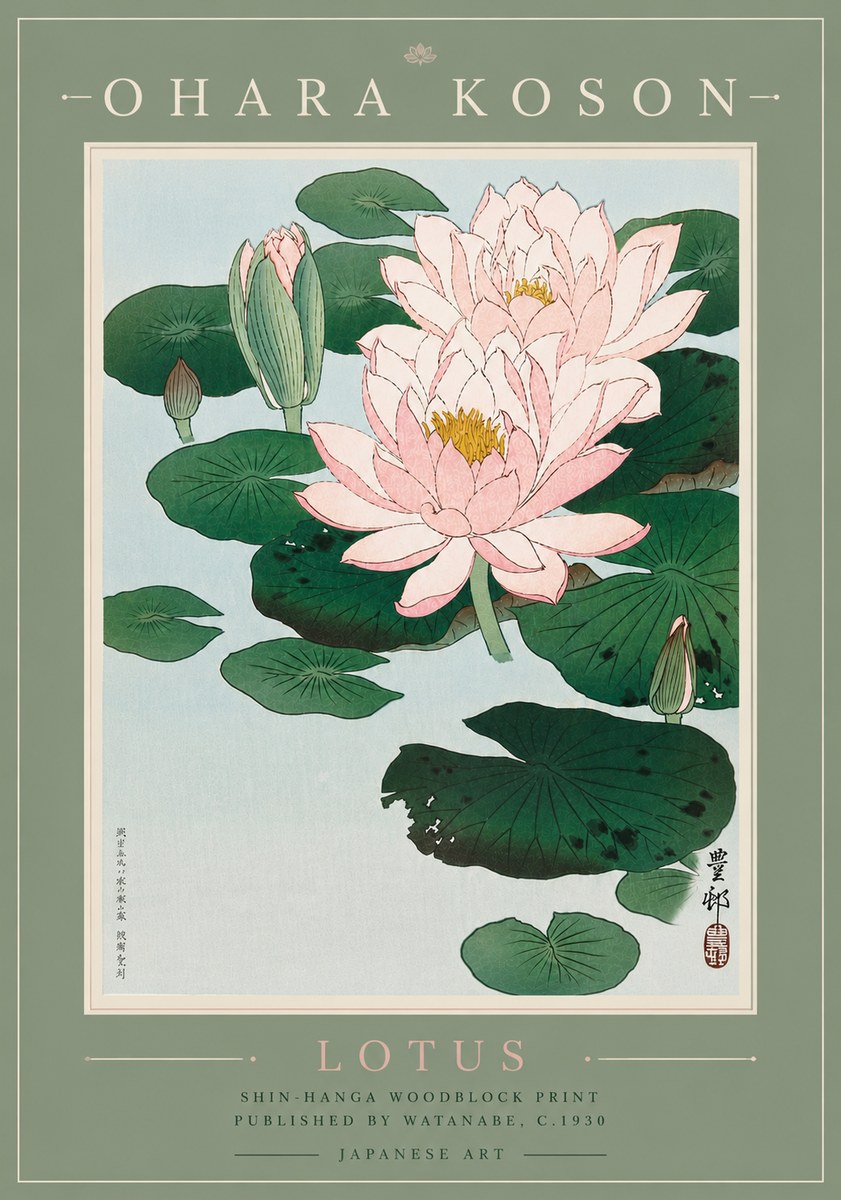 Ohara Koson Lotus I No6 - Plakat