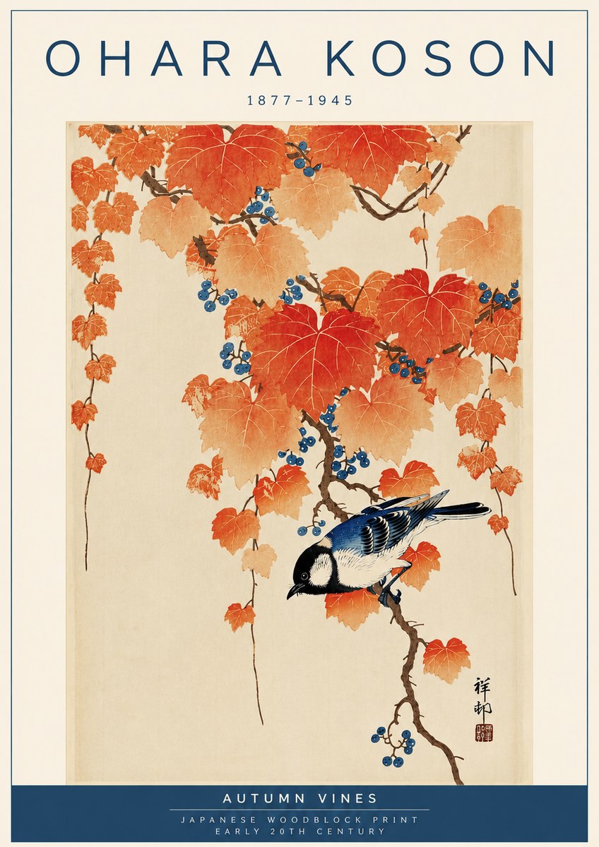 Ohara Koson Autumn Vines No4 - Plakat