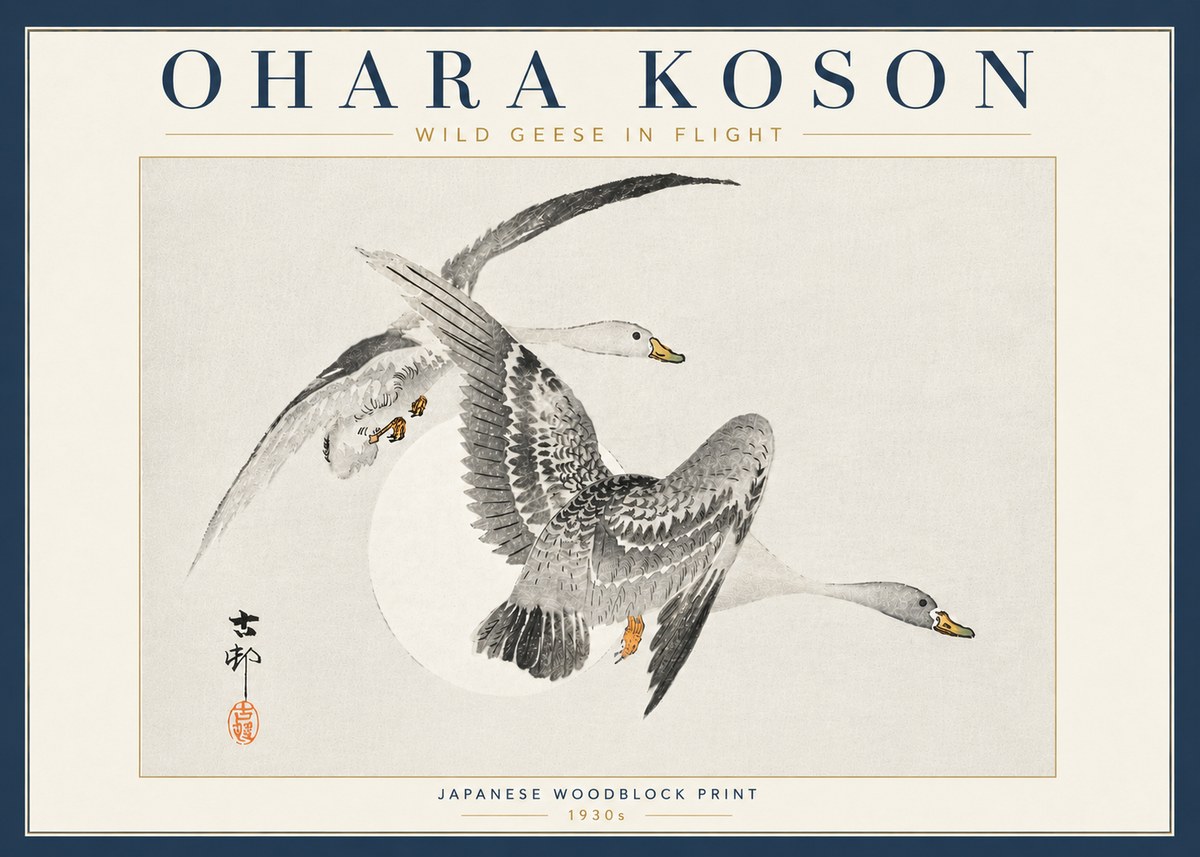 Ohara Koson Wild Geese in Flight I No6 - Plakat