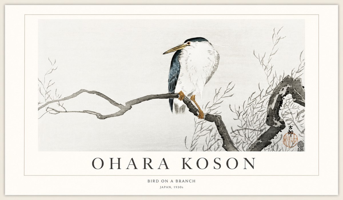 Ohara Koson Bird on a Branch II No1 - Plakat