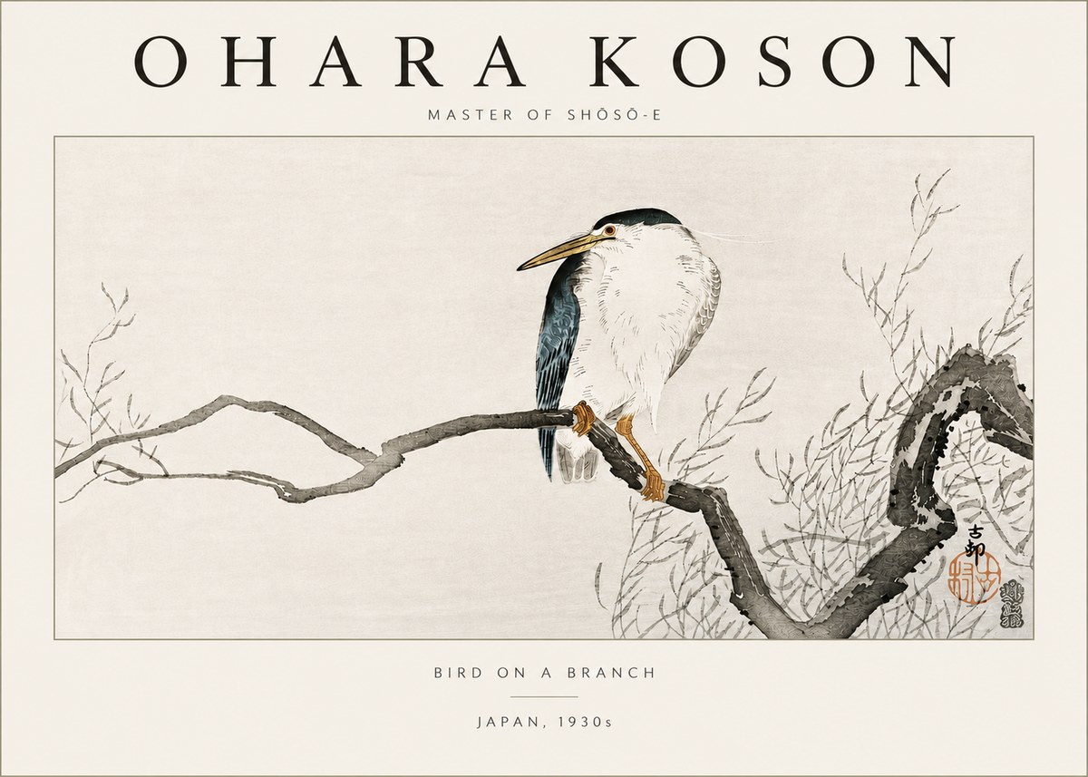 Ohara Koson Bird on a Branch II No3 - Plakat
