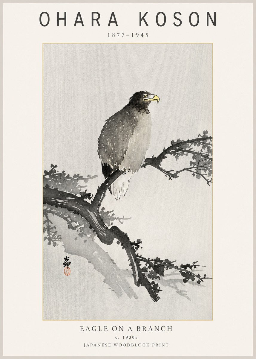 Ohara Koson Eagle on a Branch I No2 - Plakat