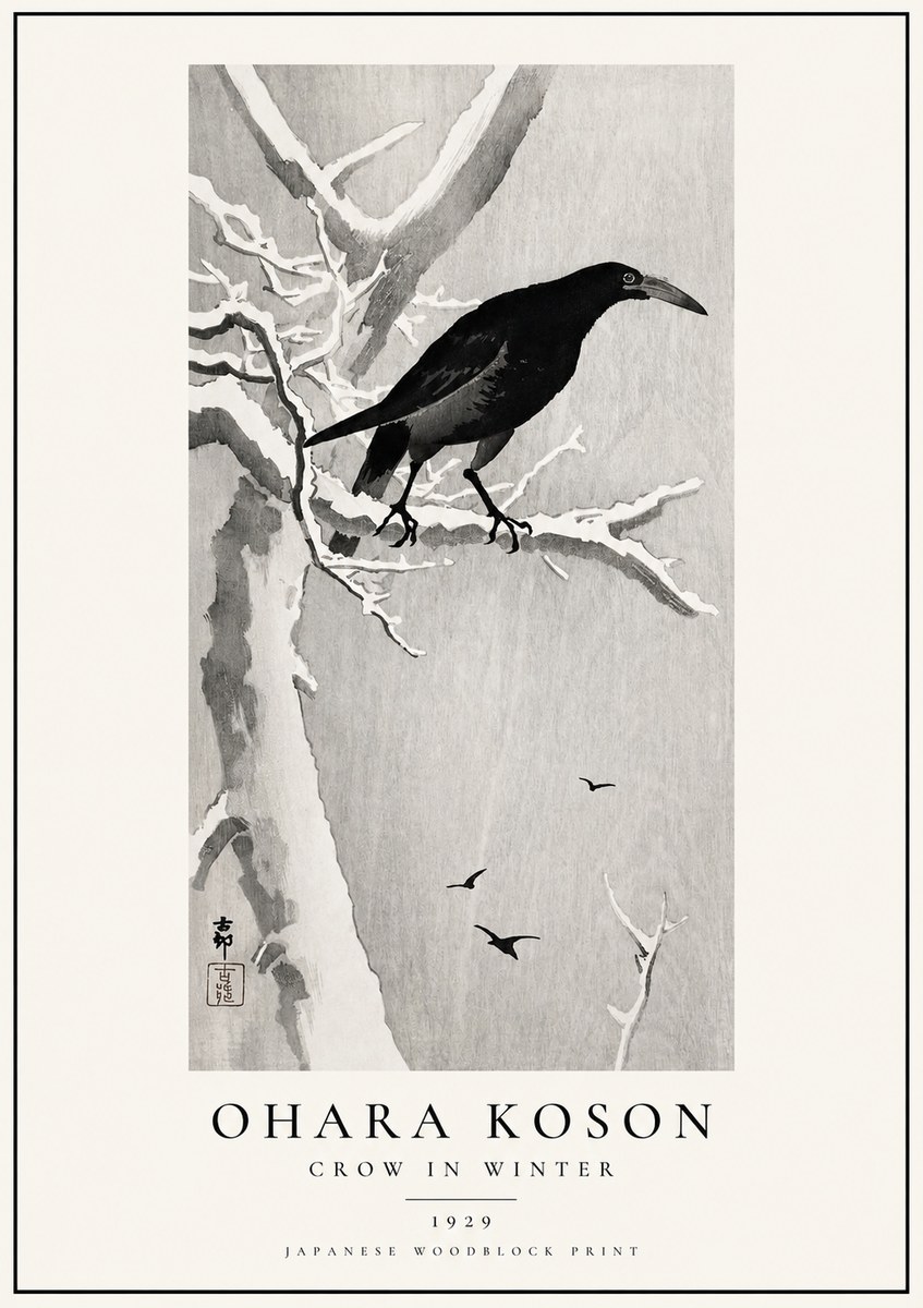 Ohara Koson Crow in Winter I No1 - Plakat