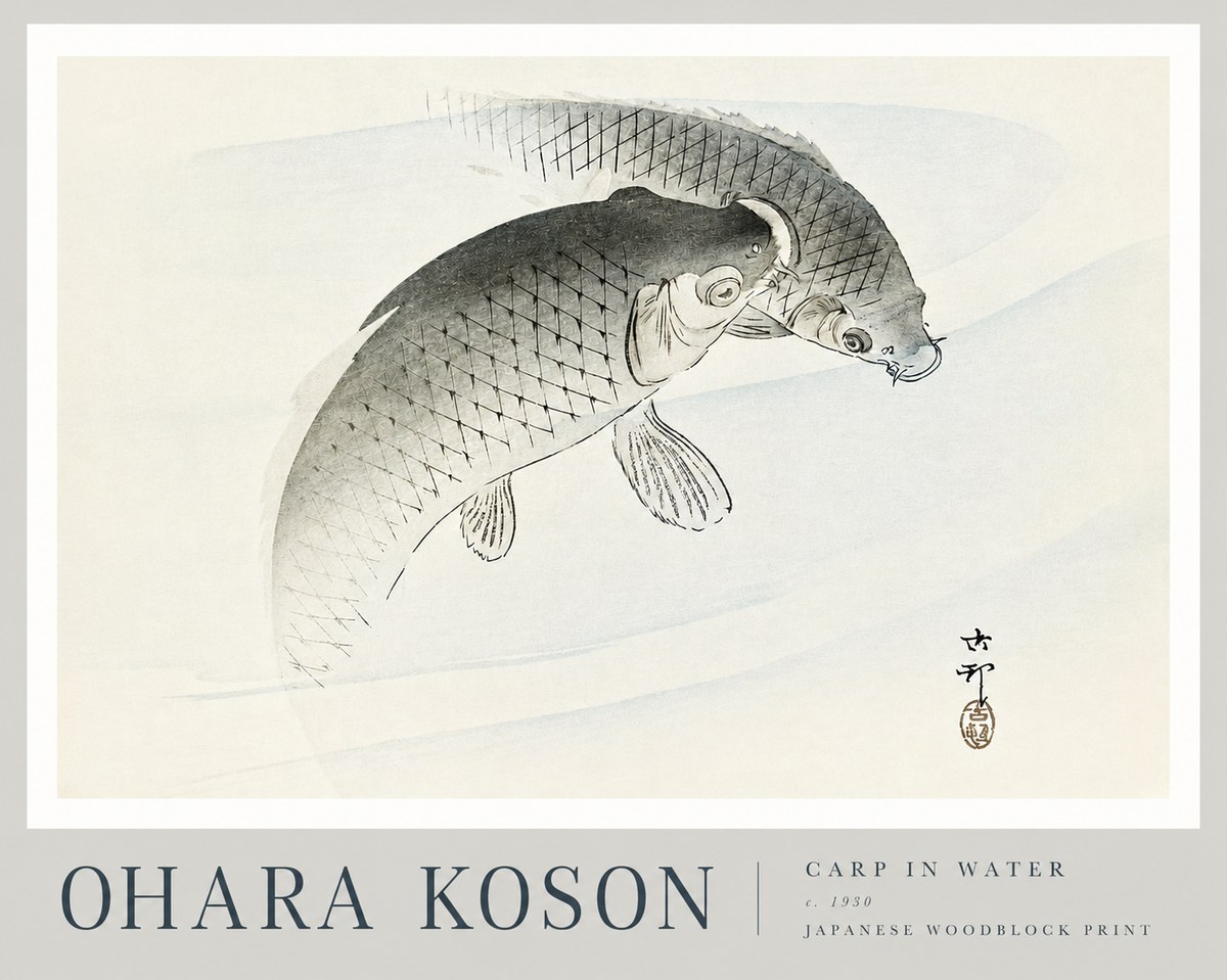 Ohara Koson Carp in Water No3 - Plakat