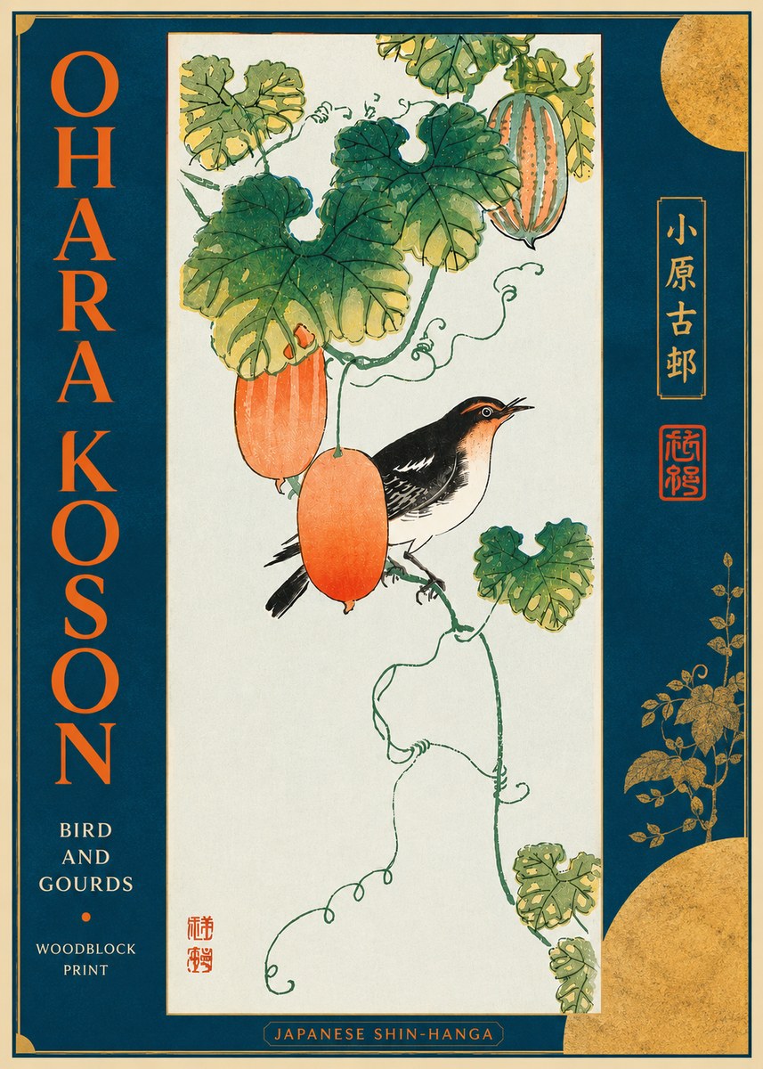 Ohara Koson Bird and Gourds No4 - Plakat