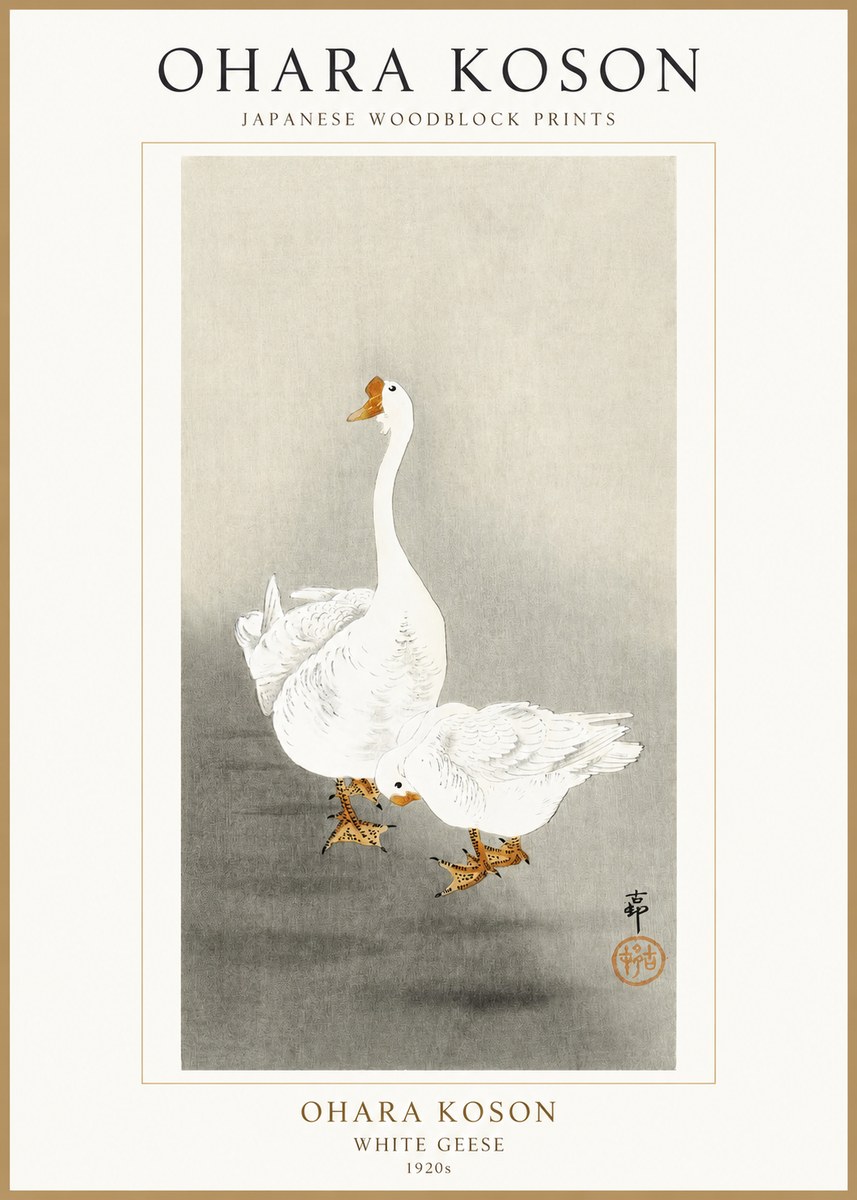 Ohara Koson White Geese No1 - Plakat