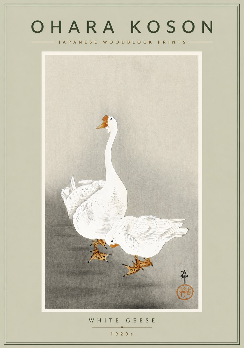 Ohara Koson White Geese No6 - Plakat