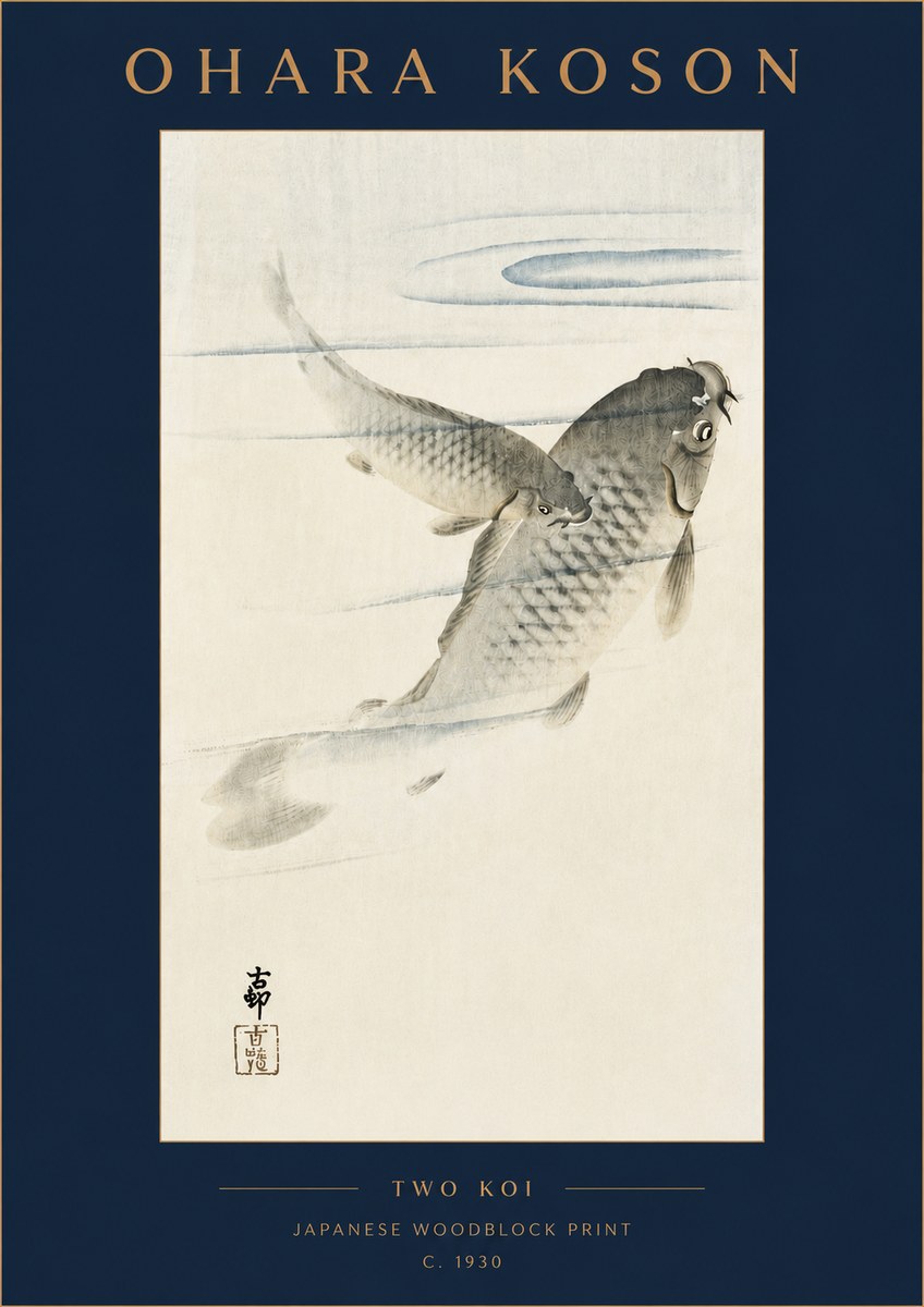 Ohara Koson Two Koi I No4 - Plakat