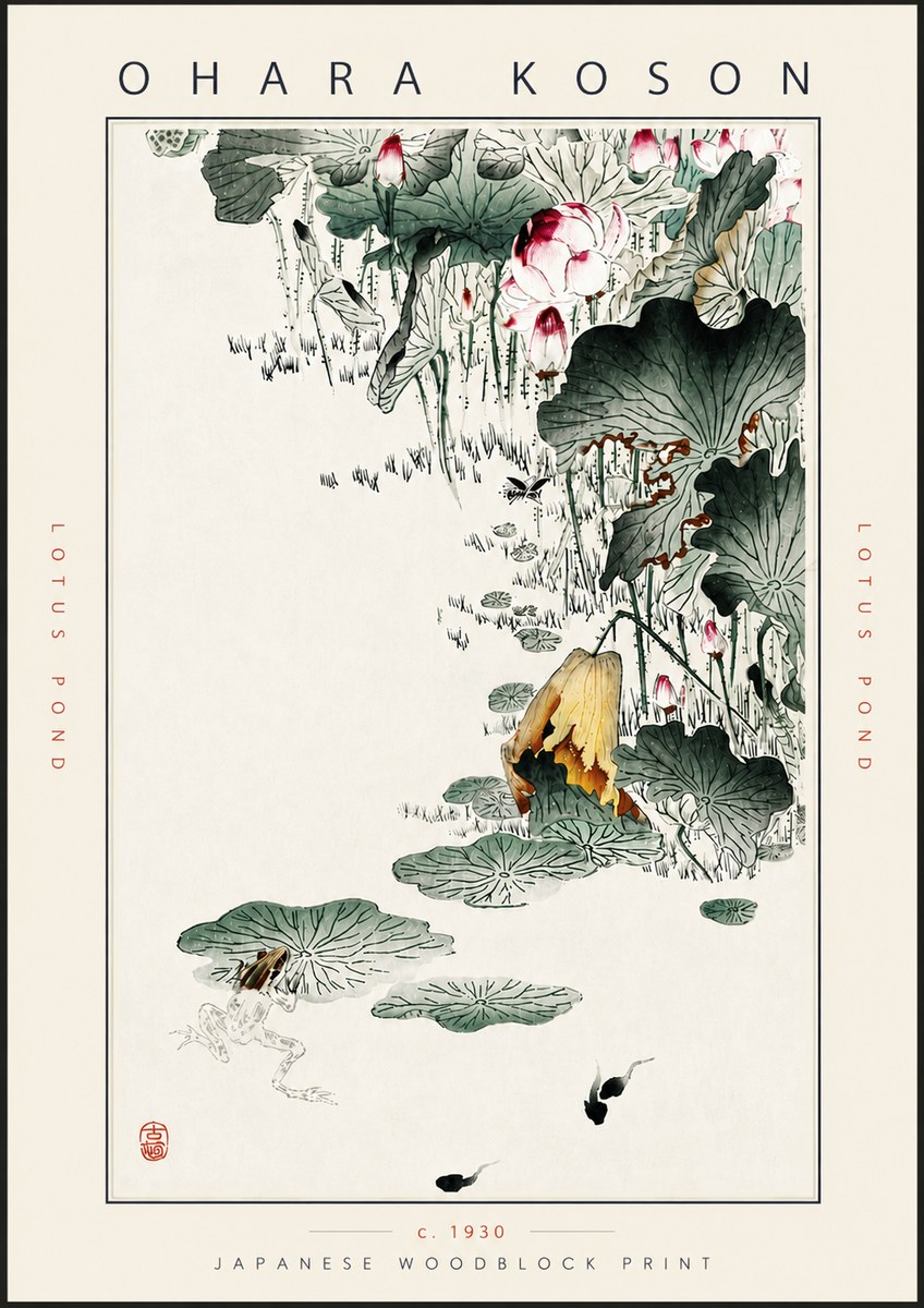 Ohara Koson Lotus Pond No5 - Plakat