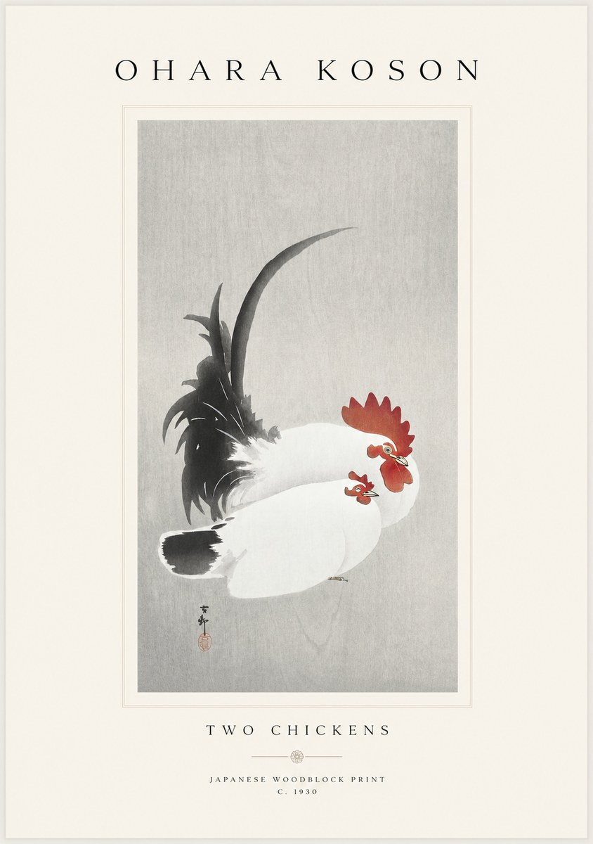 Ohara Koson Two Chickens No1 - Plakat