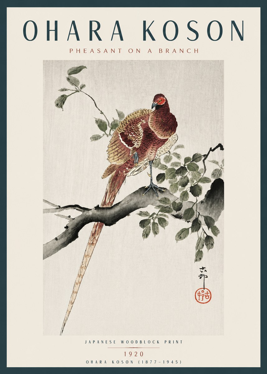 Ohara Koson Pheasant on a Branch No4 - Plakat