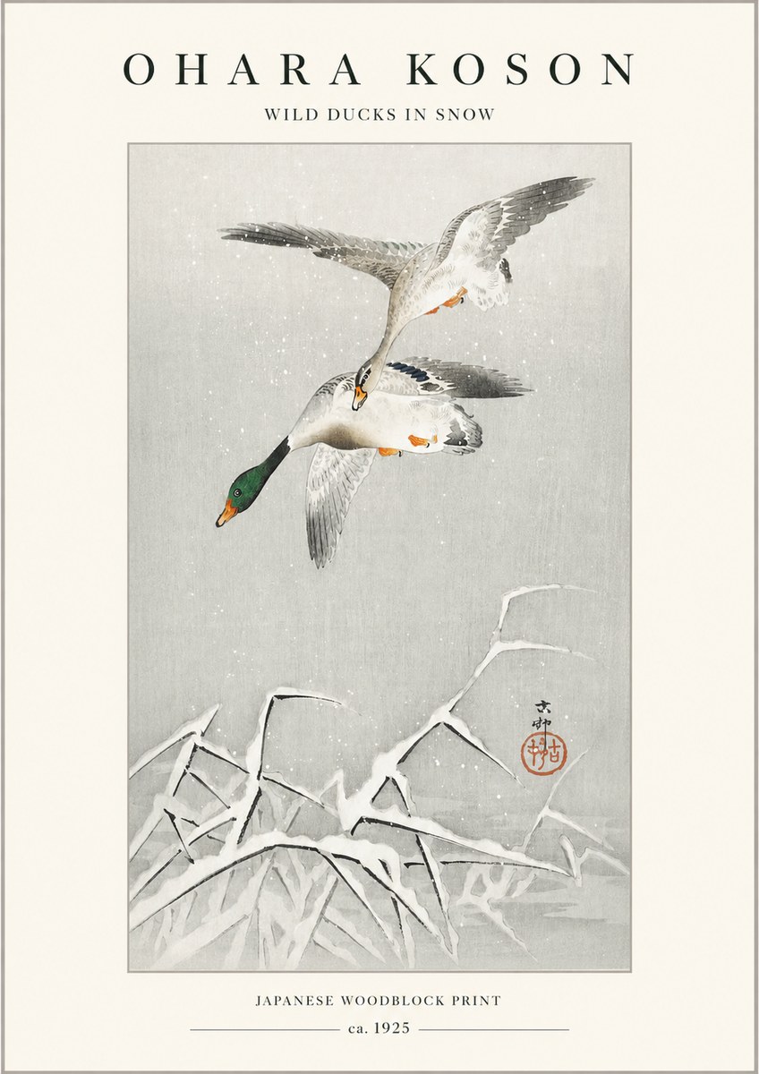 Ohara Koson Wild Ducks in Snow No1 - Plakat