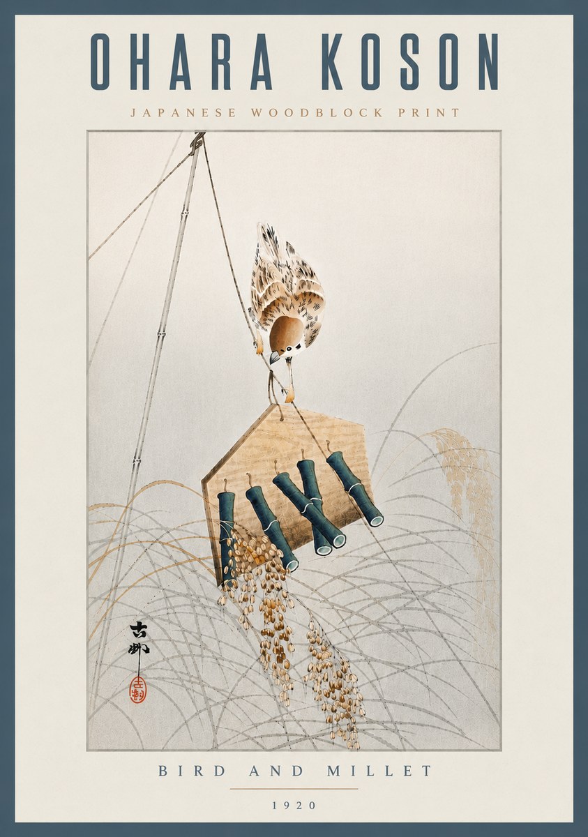 Ohara Koson Bird and Millet No6 - Plakat