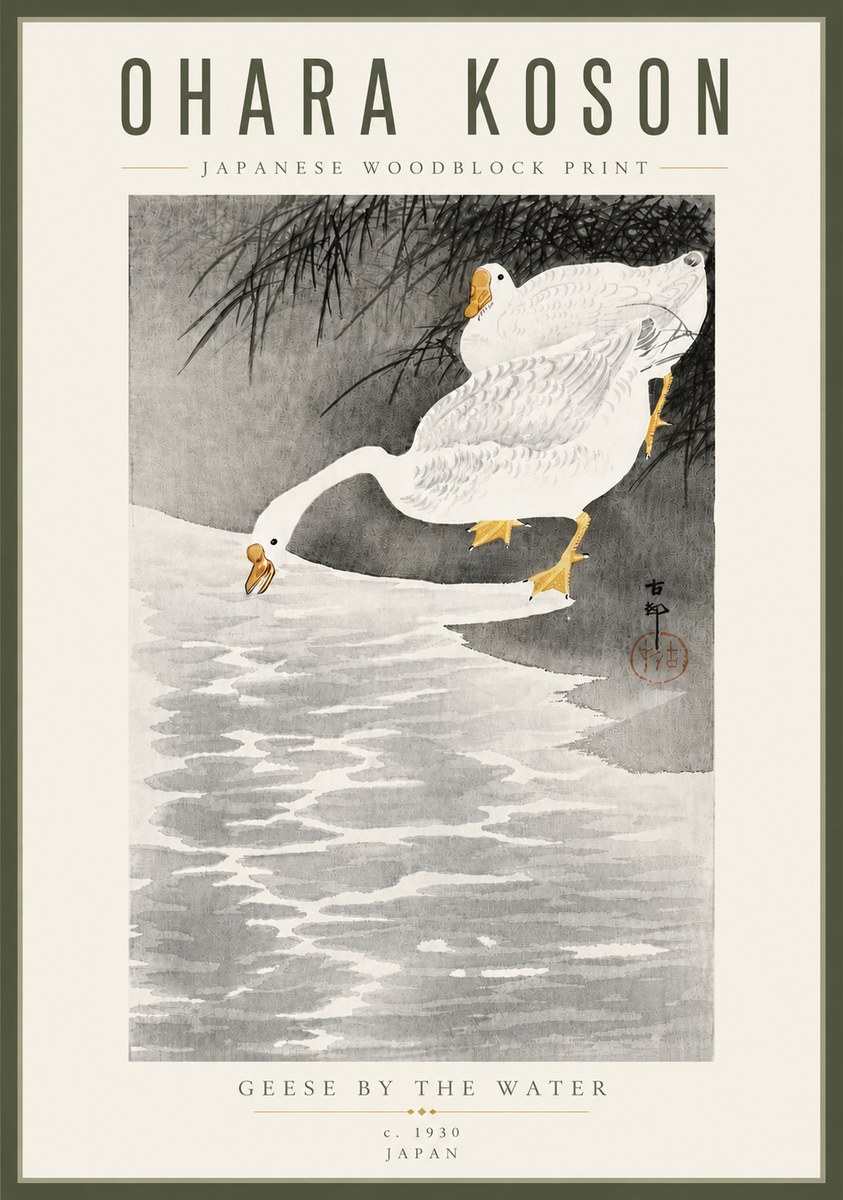 Ohara Koson Geese by the Water No5 - Plakat