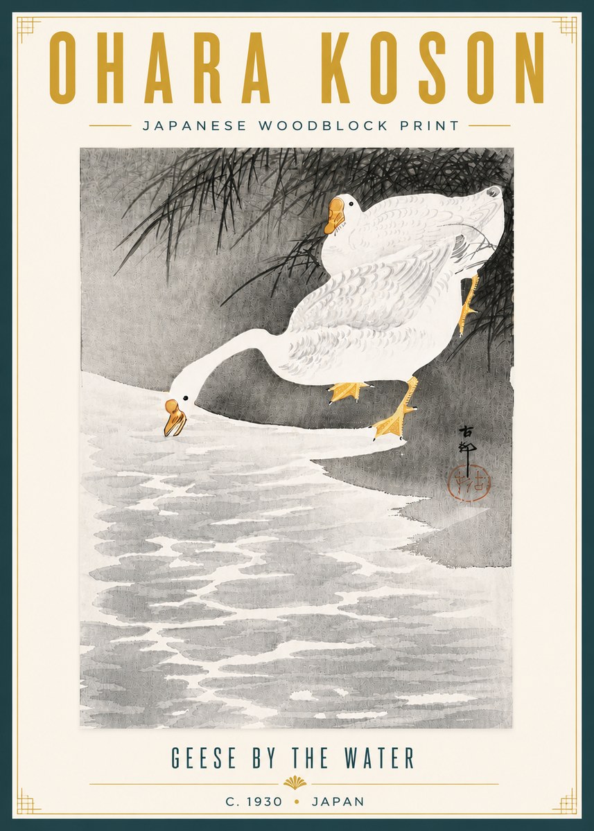Ohara Koson Geese by the Water No6 - Plakat