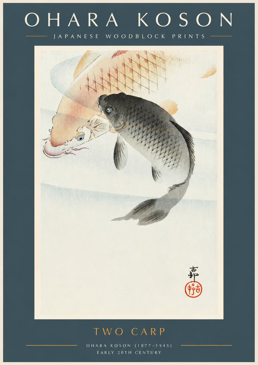 Ohara Koson Two Carp No2 - Plakat