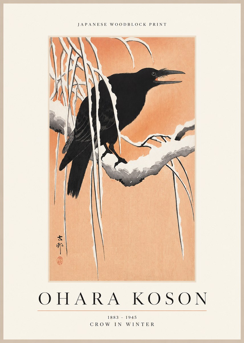 Ohara Koson Crow in Winter II No1 - Plakat