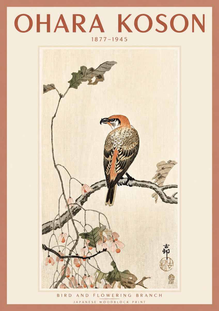 Ohara Koson Bird and Flowering Branch No2 - Plakat